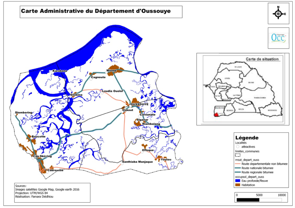 carte du département d'Oussouye